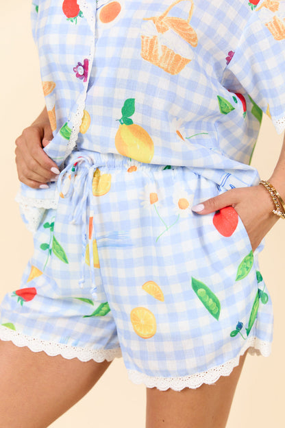 Picnic After Dark Blue Pajama Set SALE